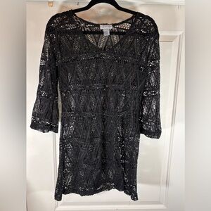 J. Valdi Black Lace Bell Sleeve Dress